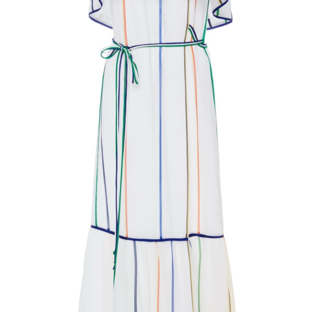 Derek Lam 10 Crosby Striped Ruffle Cami Maxi Dress